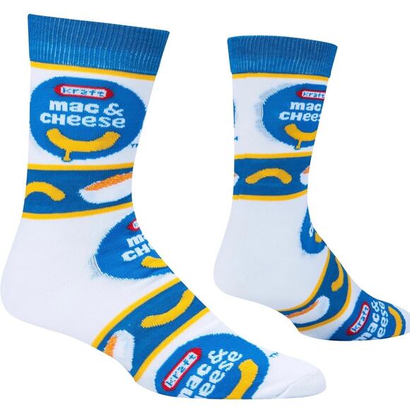 Odd Sox Unisex Kraft Mac and Cheese Novelty Crew Socks Retro Funny Blue Yellow - Picture 9 of 9